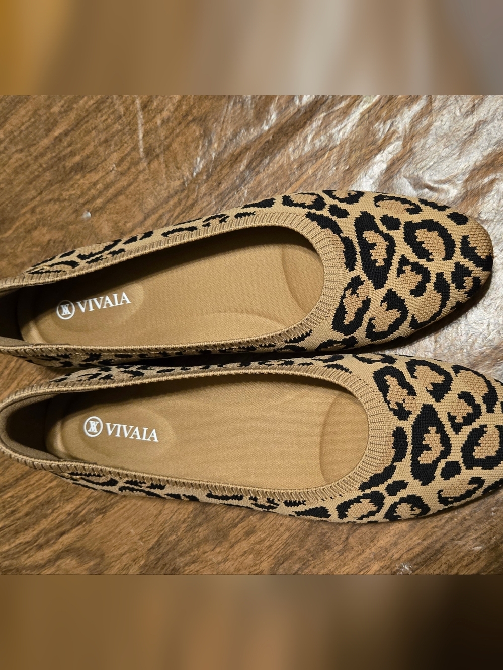 Leopard Knit Ballet Flats - Tan & Black